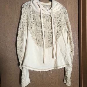 Free People crocet detail hoodie